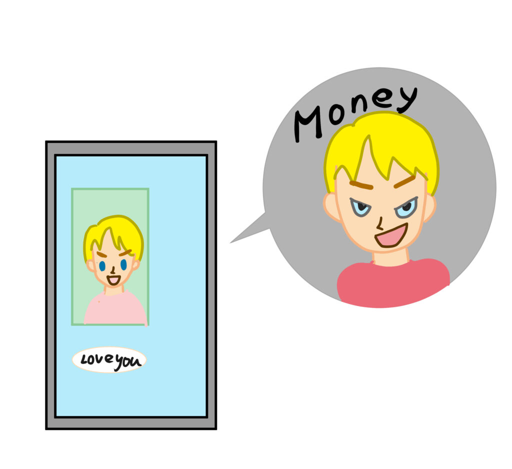 外人がお金を要求するイラスト