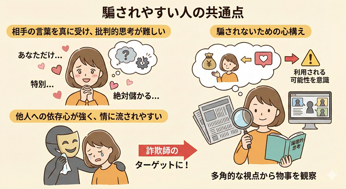 騙されやすい人の共通点のイラスト画像