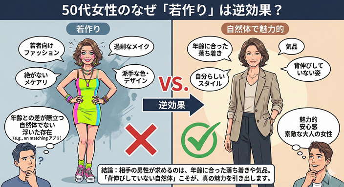 なぜ「若作り」は逆効果？のイラスト画像