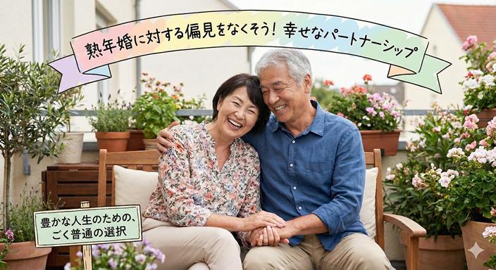 熟年婚に対する偏見をなくそう野イラスト図