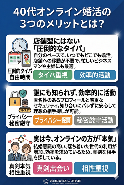 40代オンライン婚活の3つのメリットの画像