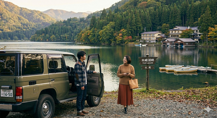 ドライブ中の男女